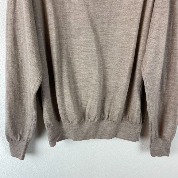 Peter Millar Merino Wool Sweater Mens XXL Beige V Neck Pullover Logo Golf - Picture 14 of 15